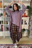 Bowie Asymmetric Turtle Neck Ribby Knit Dewberry